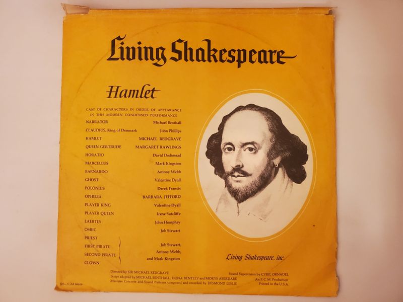 Living Shakespeare, inc. Hamlet vinyl record